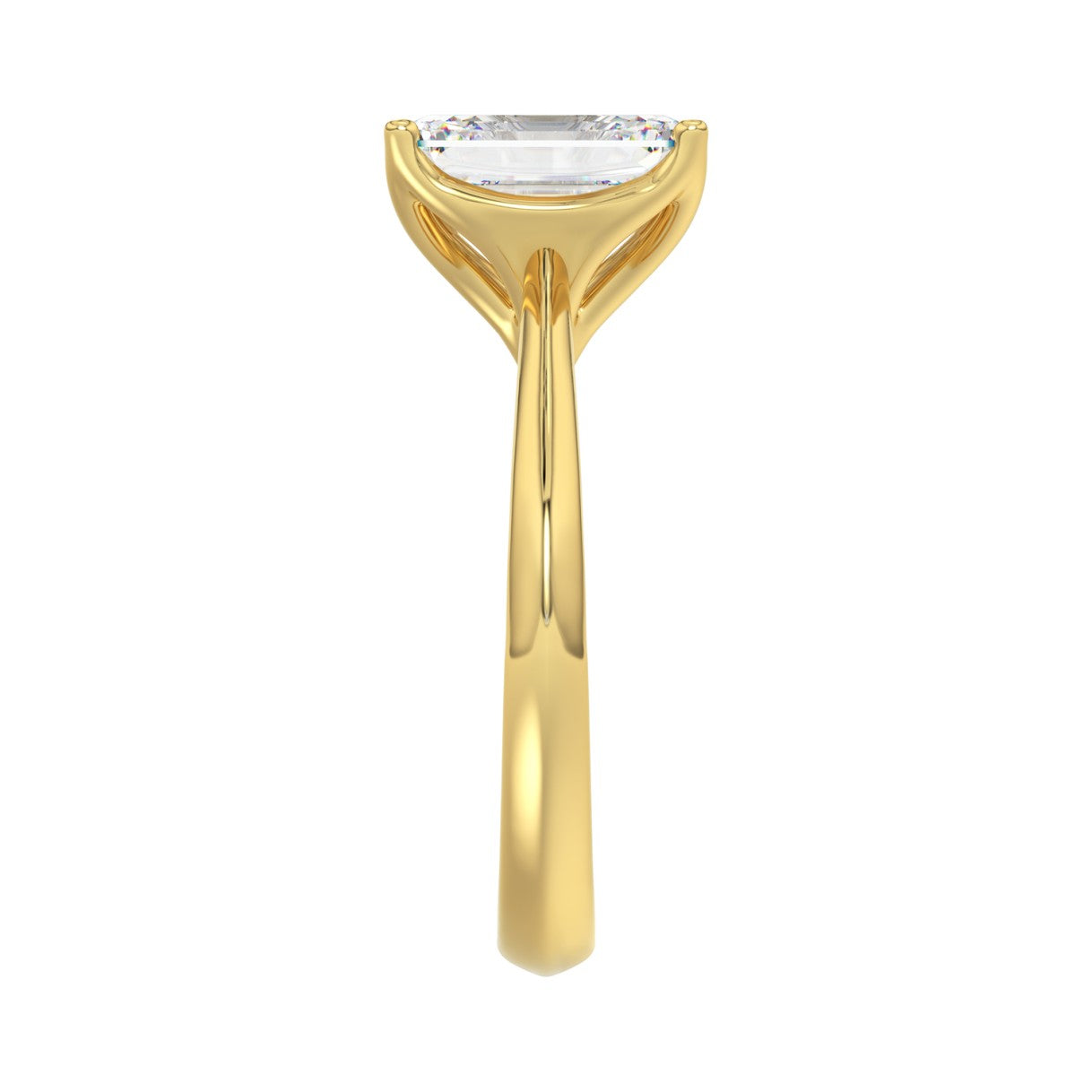 4 Carat Emerald Cut Tulip Diamond Engagement Ring