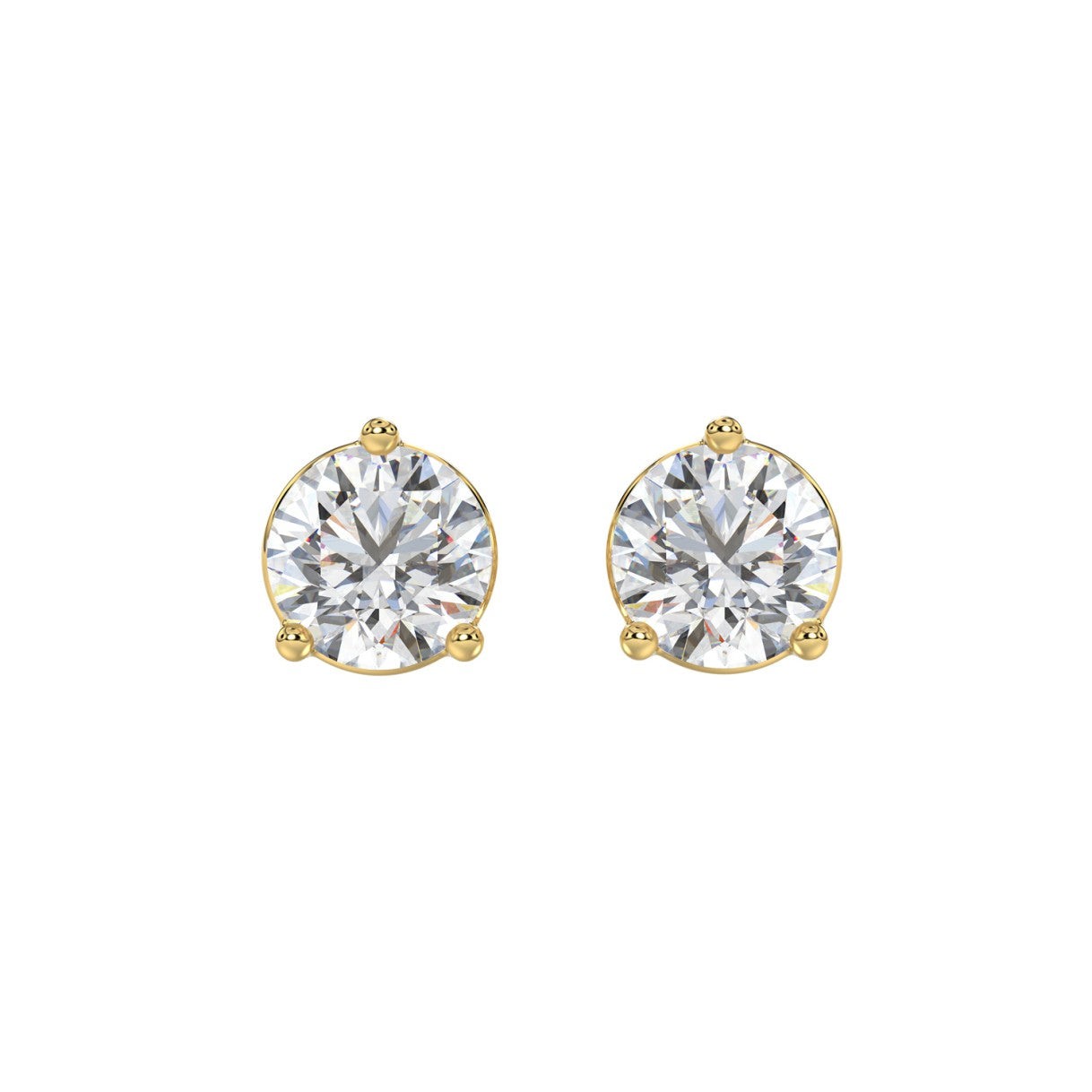 Elegant Lab Created Diamond Stud Earrings 1.50ct in 14K Gold - Certified
