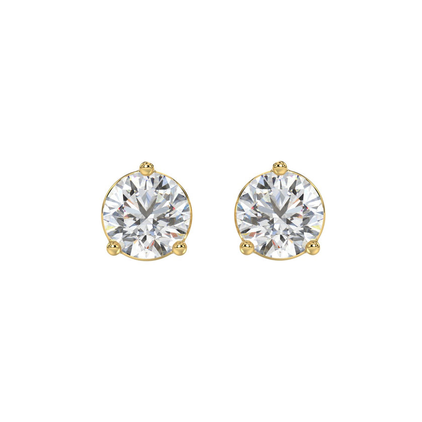 Elegant Lab Created Diamond Stud Earrings 1.50ct in 14K Gold - Certified
