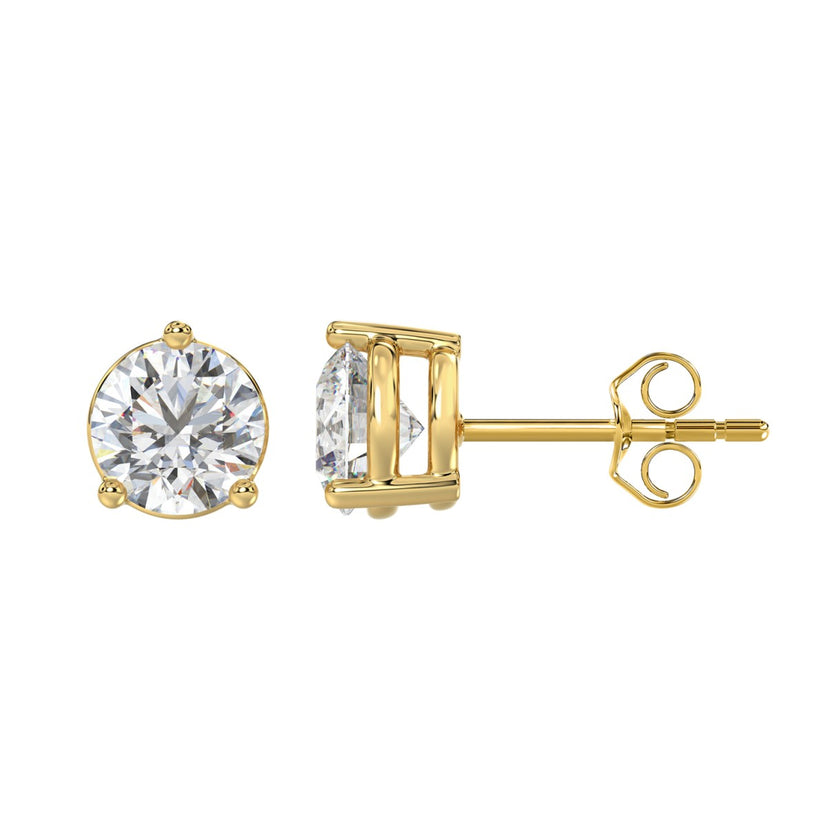 Elegant Lab Created Diamond Stud Earrings 1.50ct in 14K Gold - Certified