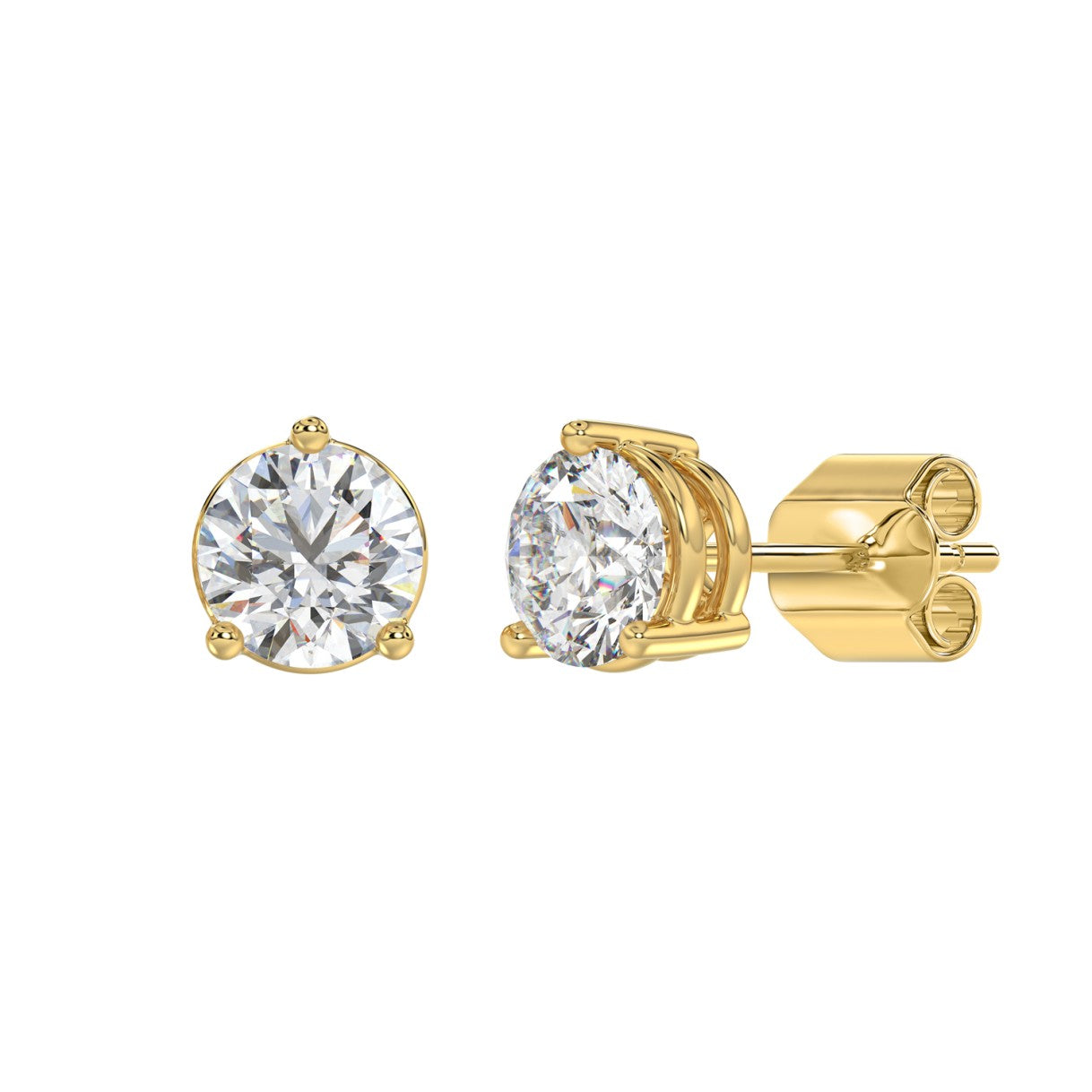 Elegant Lab Created Diamond Stud Earrings 1.50ct in 14K Gold - Certified