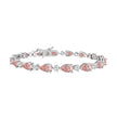 Sensational Pink Pear & Round Lab Diamond Tennis Bracelet (F-Color, VS2) in 14K White Gold