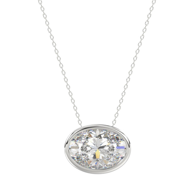 Oval Cut Bezel Diamond Necklace 