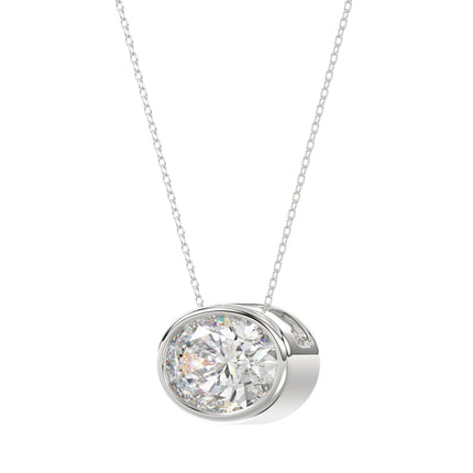 Oval 2 Carat Bezel Diamond Necklace