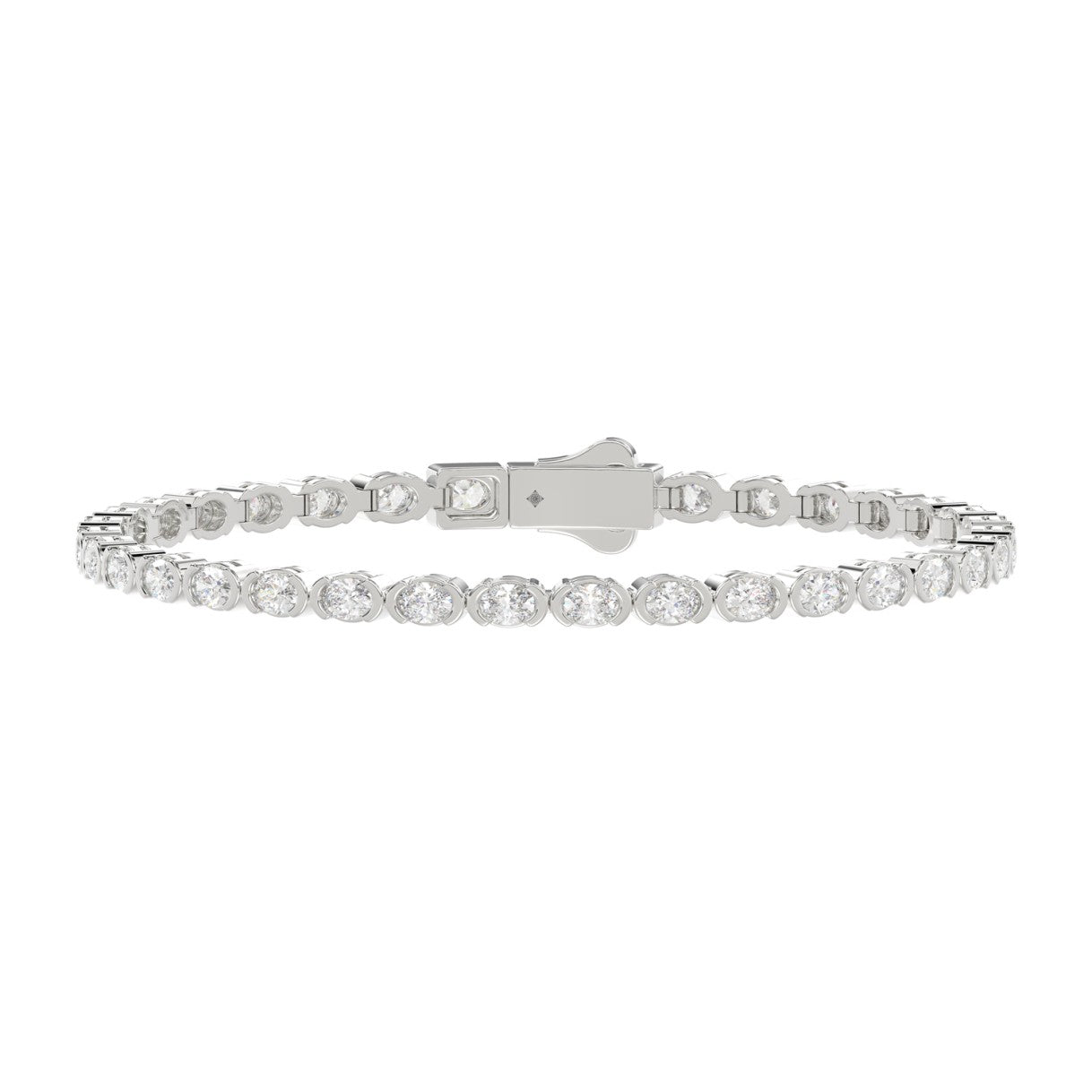 5.00 Carat Oval Diamond Bracelet Half Bezel