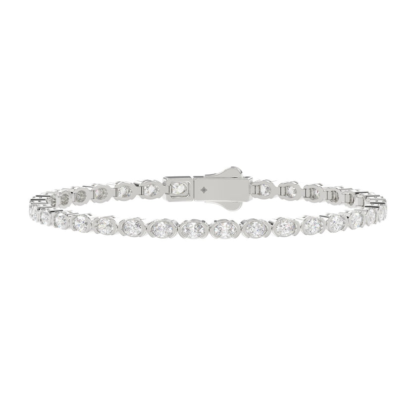 5.00 Carat Oval Diamond Bracelet Half Bezel