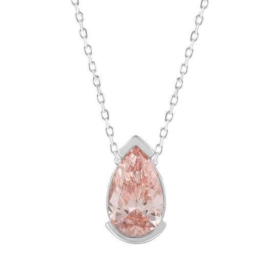 Pear Shape Pink Diamond Necklace