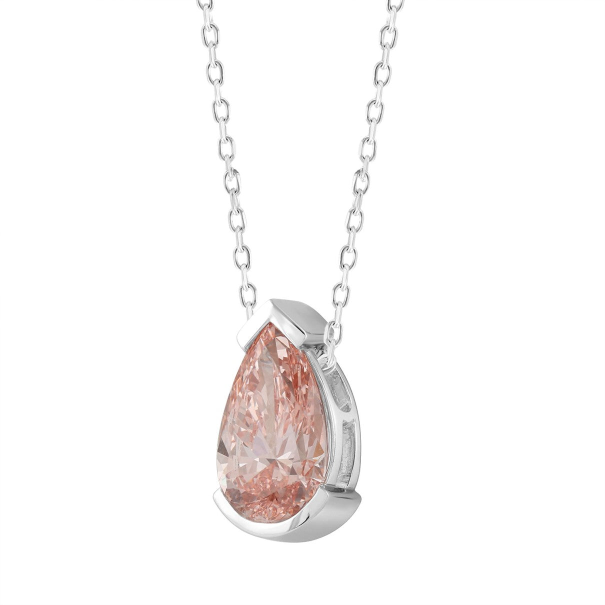 Pear Shape Pink Diamond Necklace