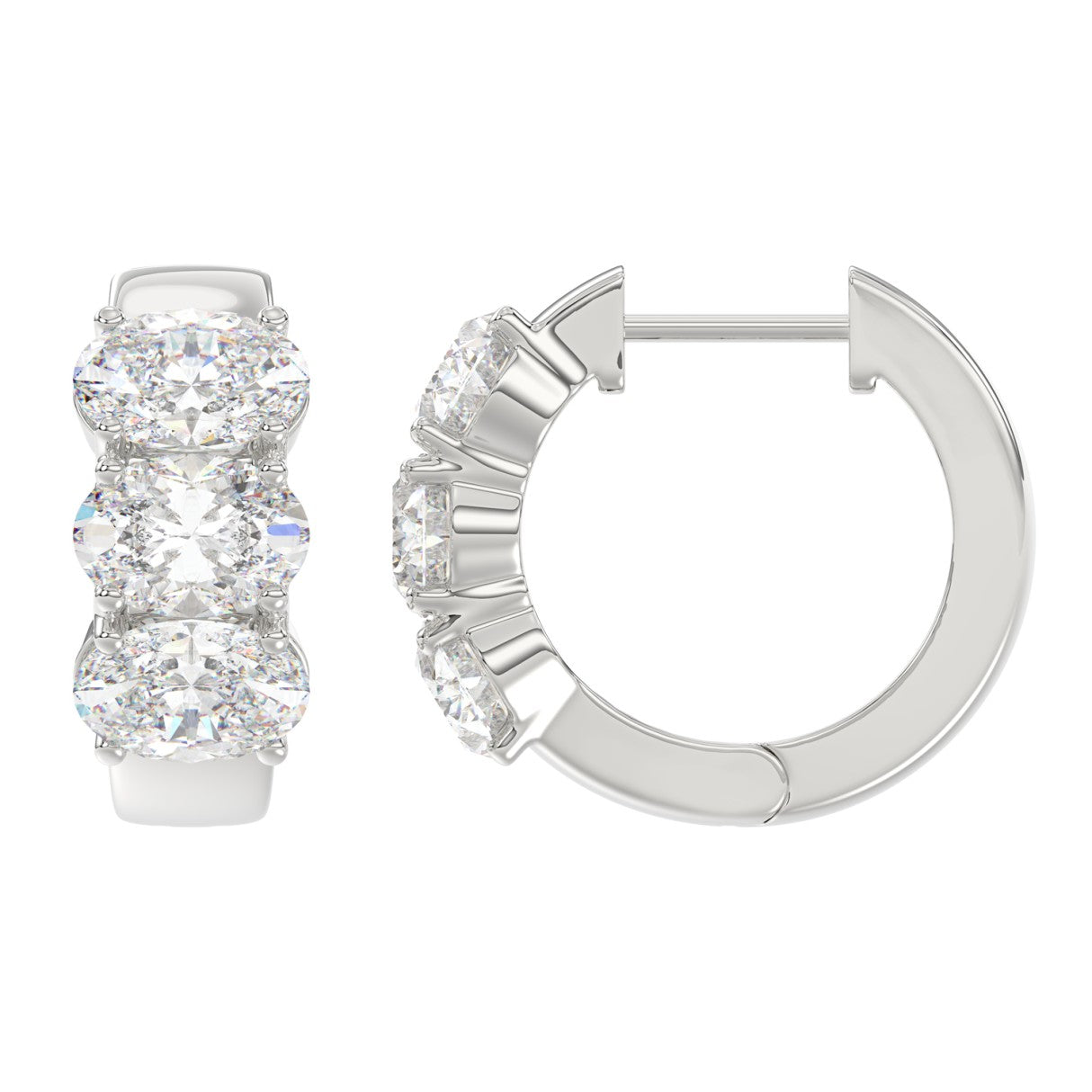 3 Carat Oval Diamond Hoops