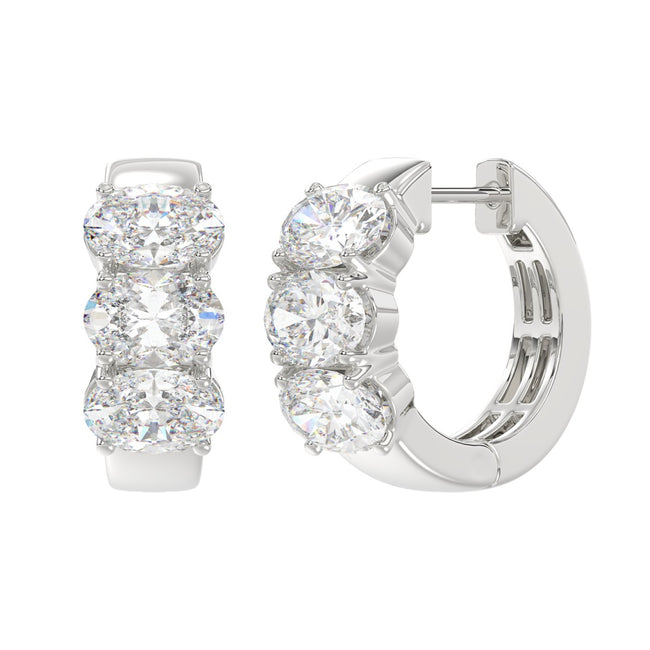 3 Carat Oval Diamond Hoops