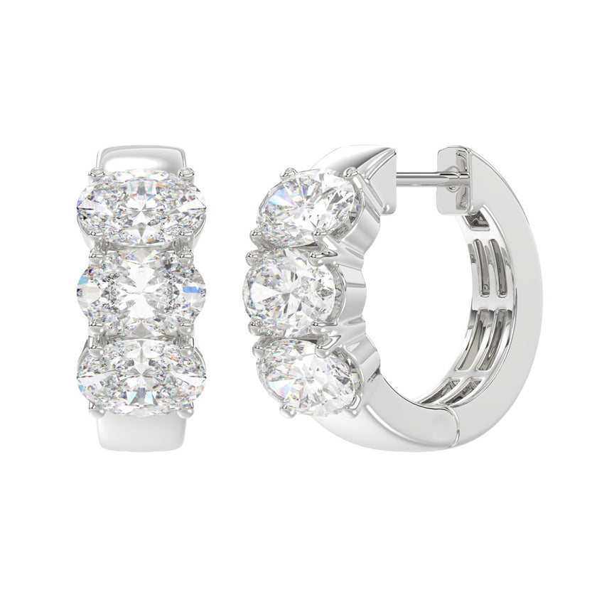 3 Carat Oval Diamond Hoops