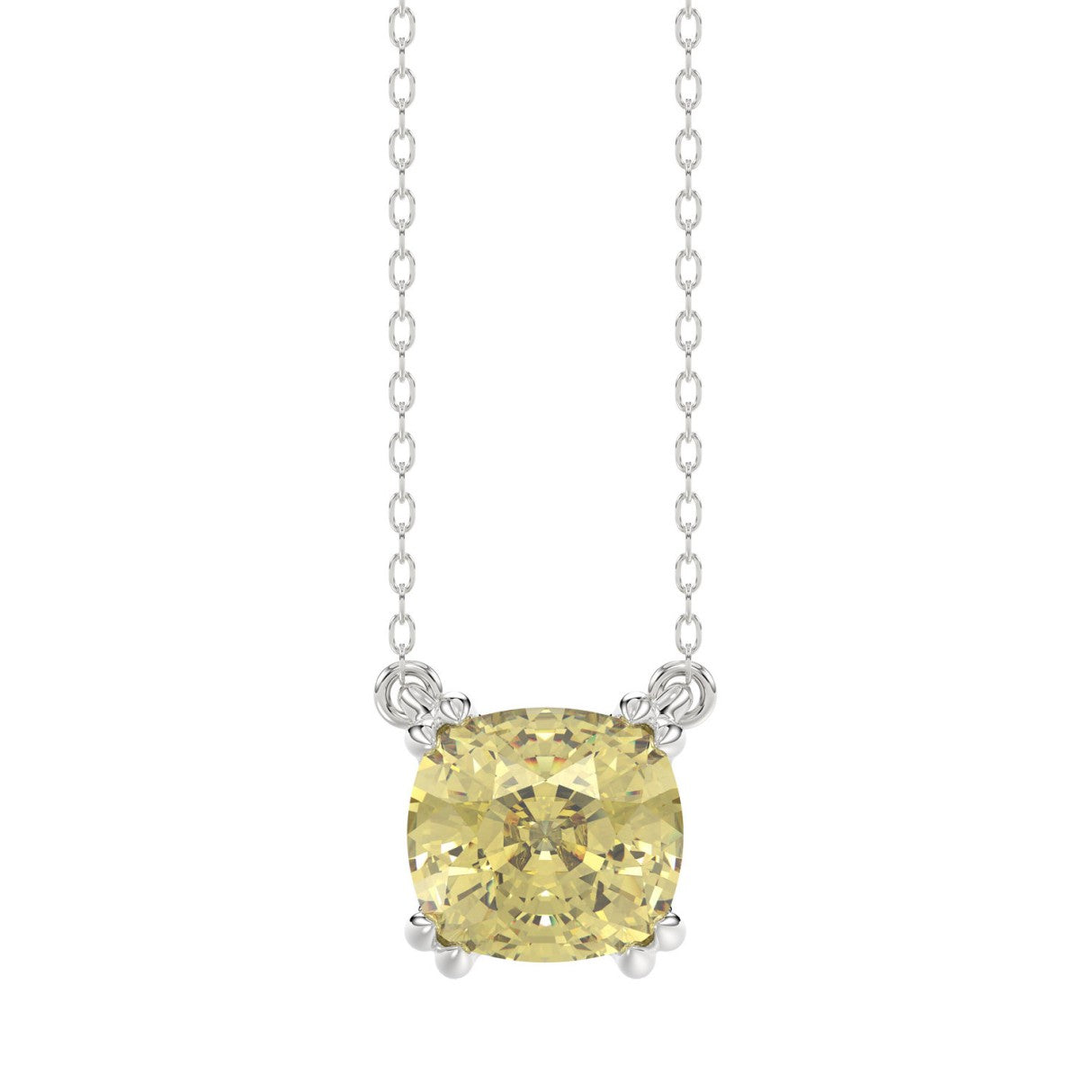 Spectacular Cushion Cut Yellow Lab Diamond Solitaire Necklace 1.0ctw in 14K Gold