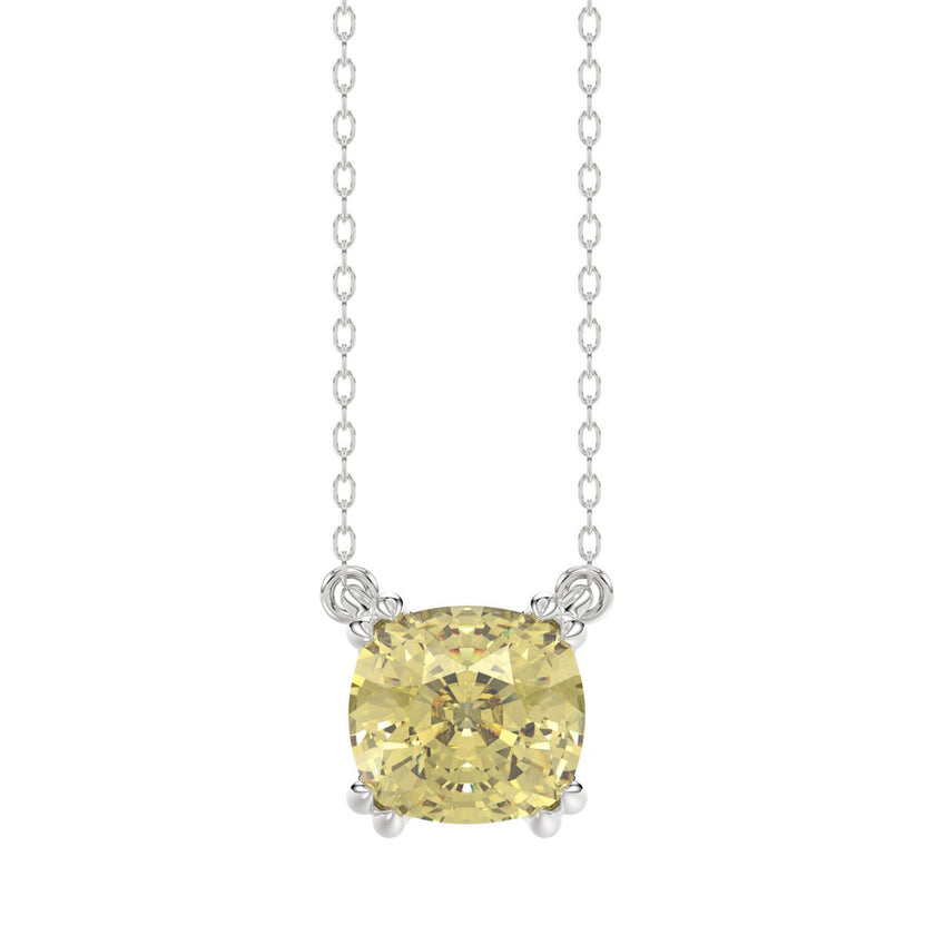 Spectacular Cushion Cut Yellow Lab Diamond Solitaire Necklace 1.0ctw in 14K Gold