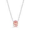 Shimmering Oval Cut Pink Lab Diamond Solitaire Necklace 1.0ctw in 14K Gold