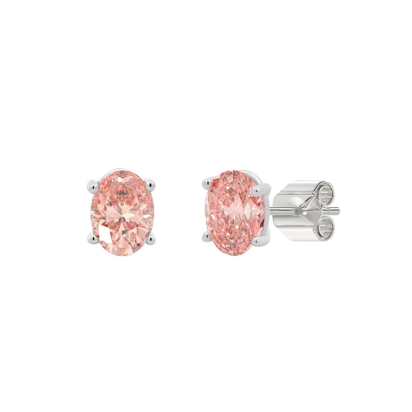 ETERNAL BLUSH COLLECTION 14K WHITE GOLD 2.00CT OVAL PINK DIAMOND LADIES EARRINGS