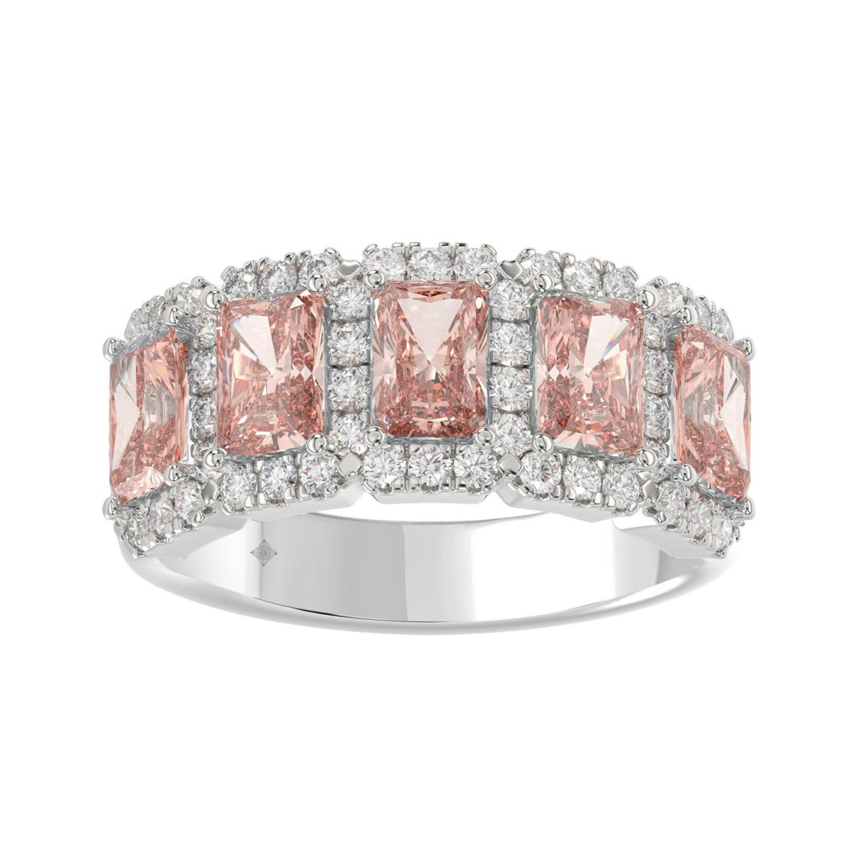 Gorgeous Pink Lab Diamond Band 3.0ct in 14K White Gold