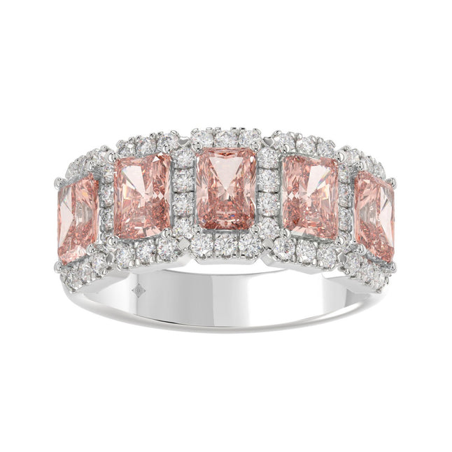 Gorgeous Pink Lab Diamond Band 3.0ct in 14K White Gold