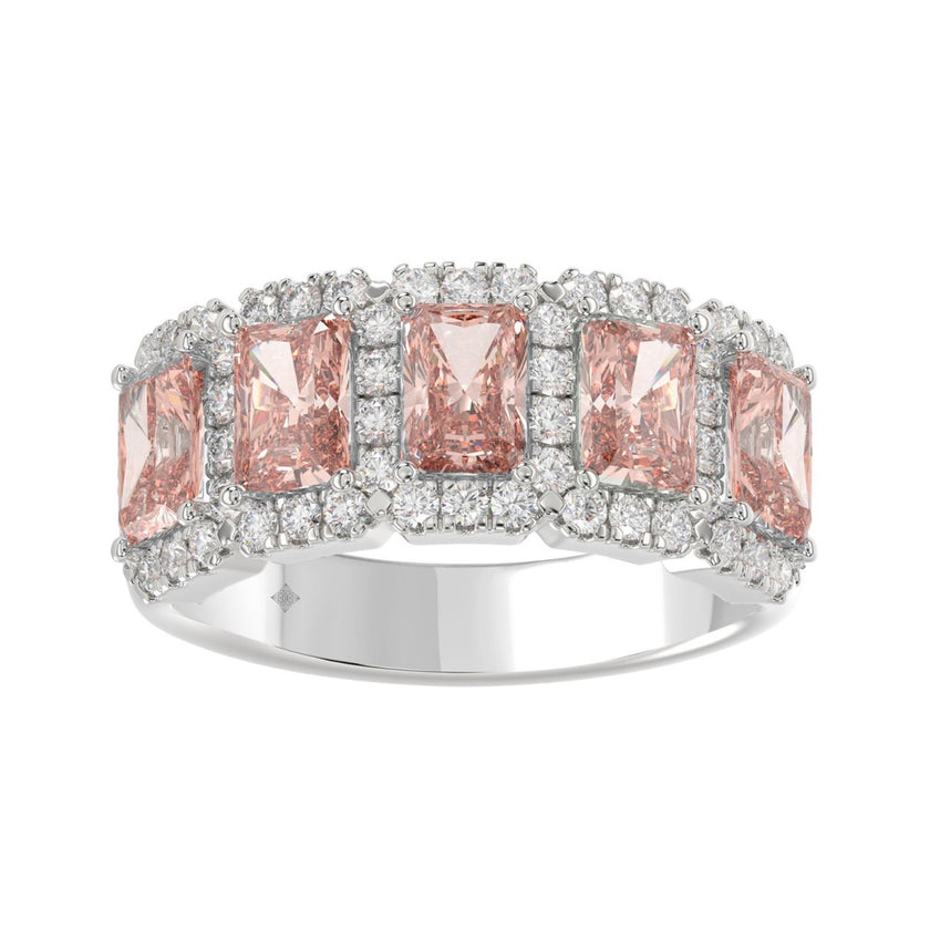 Gorgeous Pink Lab Diamond Band 3.0ct in 14K White Gold