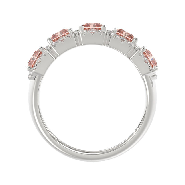 Gorgeous Pink Lab Diamond Band 3.0ct in 14K White Gold