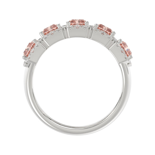 Gorgeous Pink Lab Diamond Band 3.0ct in 14K White Gold