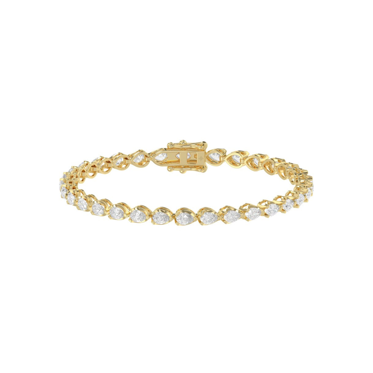 Sensational Pear Shape Lab Diamond Tennis Bracelet 3.50ct in 14K Yellow Gold