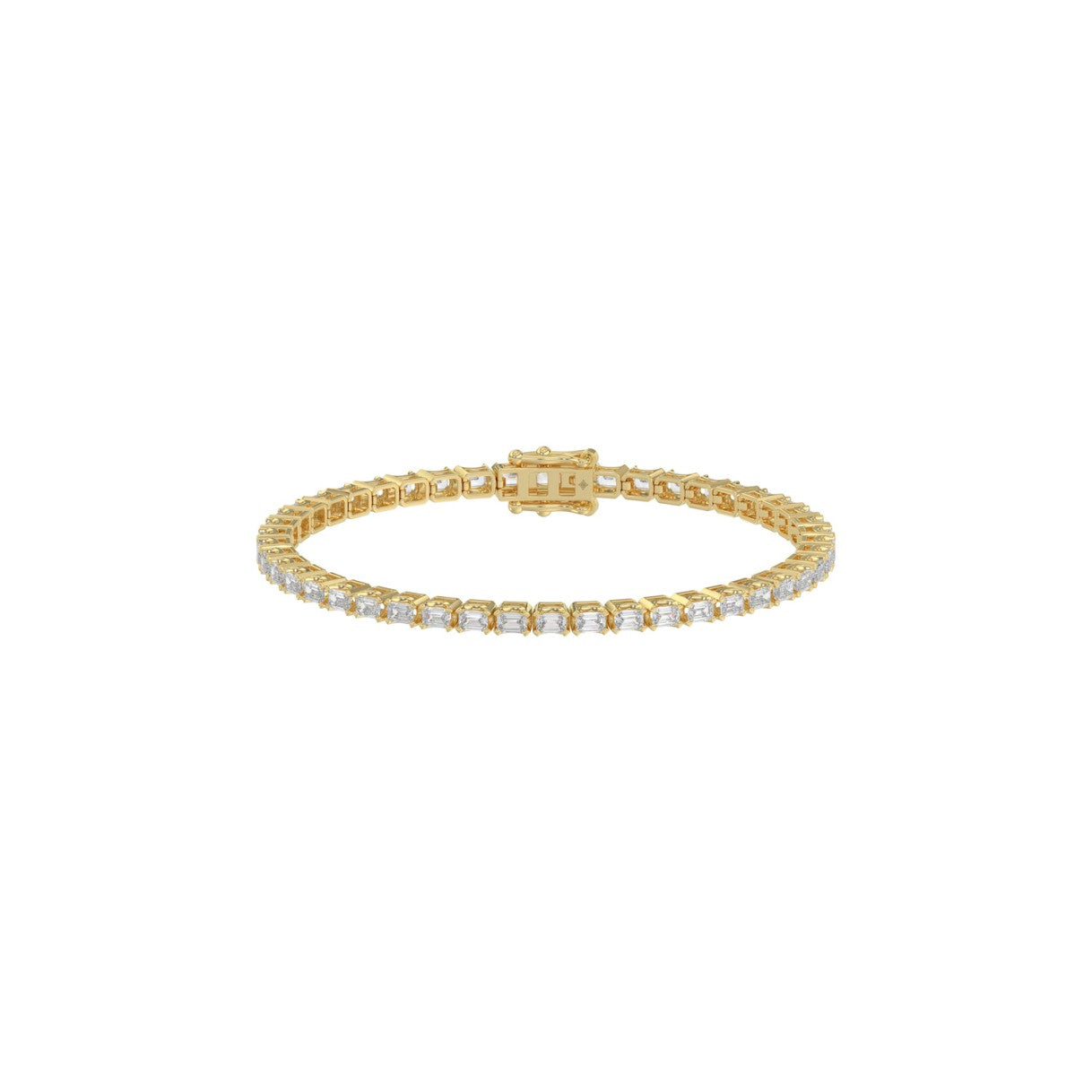 Shimmering Emerald Cut  Lab Diamond Tennis Bracelet 4.50ct in 14K Yellow Gold