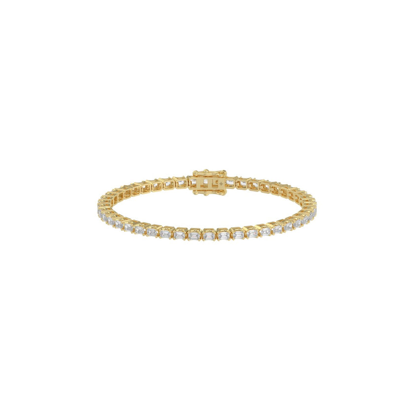 Shimmering Emerald Cut  Lab Diamond Tennis Bracelet 4.50ct in 14K Yellow Gold