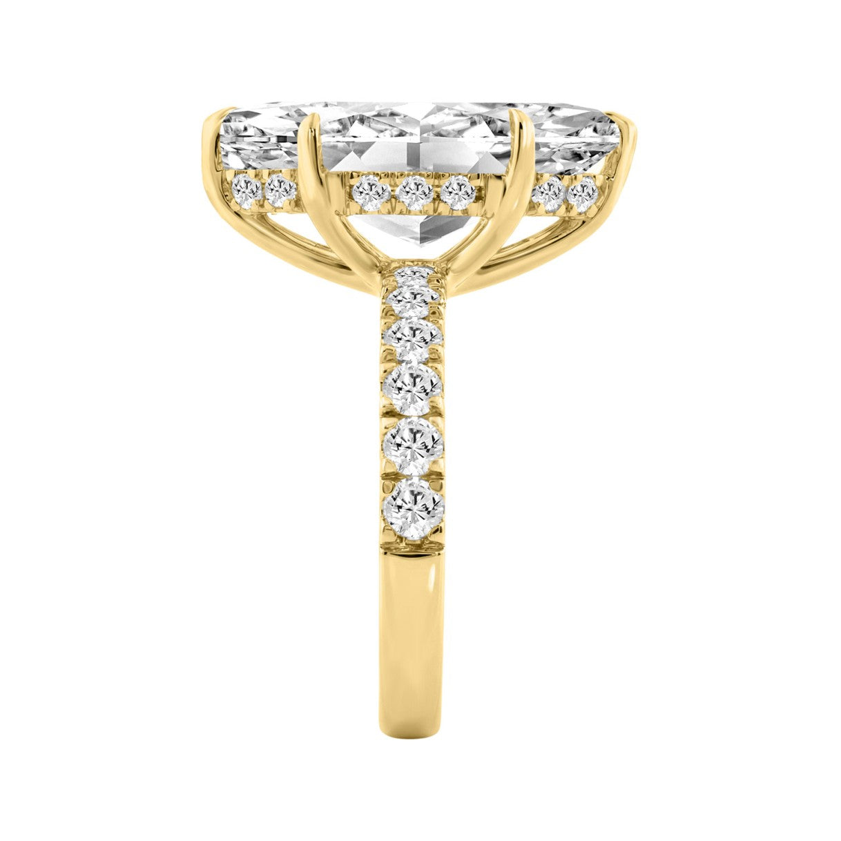 14k 6.00 Carat Marquise Diamond Ring Hidden Halo