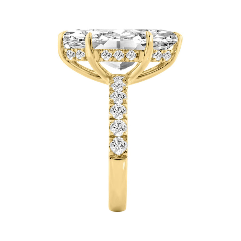 14k 6.00 Carat Marquise Diamond Ring Hidden Halo