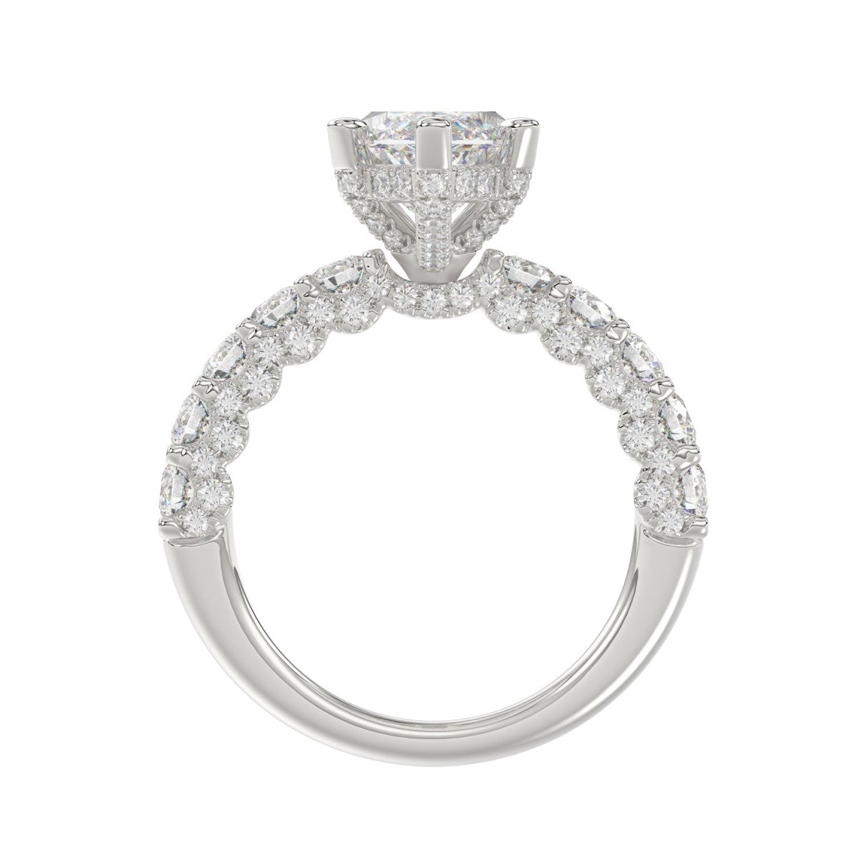 5 1/2 CTW Marquise Cut Lab-Grown Diamond Engagement Ring in 14K White Gold with Multi-Row Pavé Band (4ct Center)