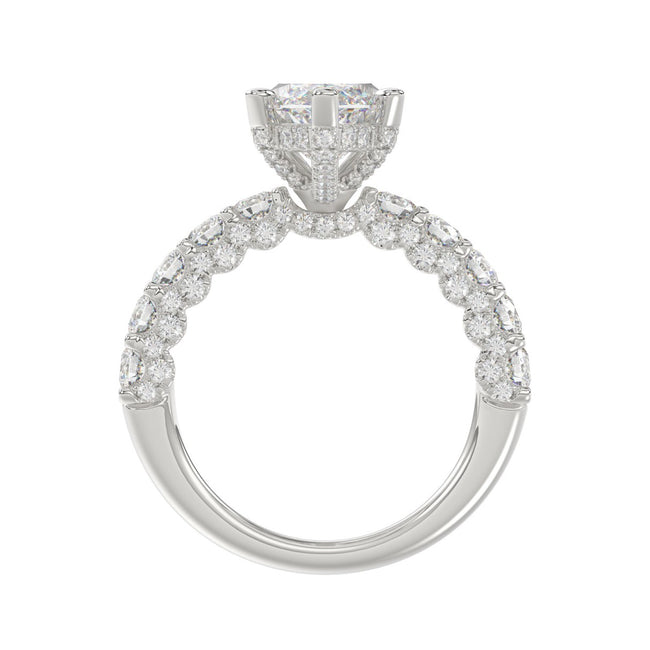 5 1/2 CTW Marquise Cut Lab-Grown Diamond Engagement Ring in 14K White Gold with Multi-Row Pavé Band (4ct Center)