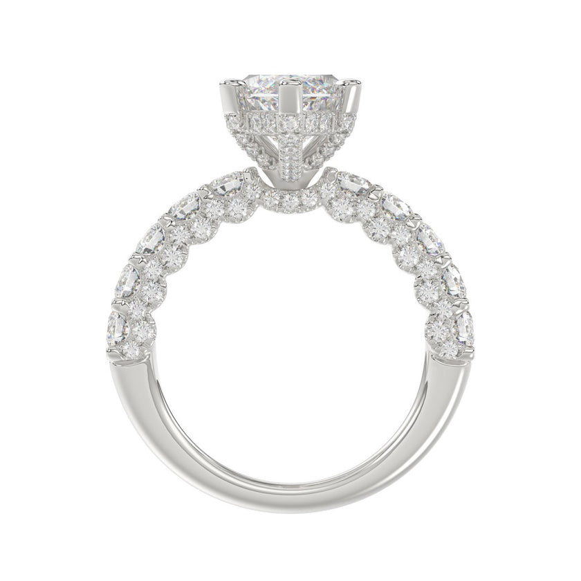 5 1/2 CTW Marquise Cut Lab-Grown Diamond Engagement Ring in 14K White Gold with Multi-Row Pavé Band (4ct Center)