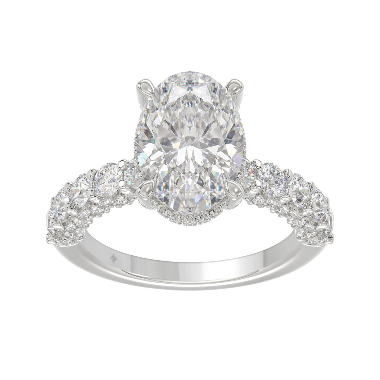 5 1/2 CTW Oval Cut Lab-Grown Diamond Engagement Ring in 14K White Gold with Halo (4ct Center)