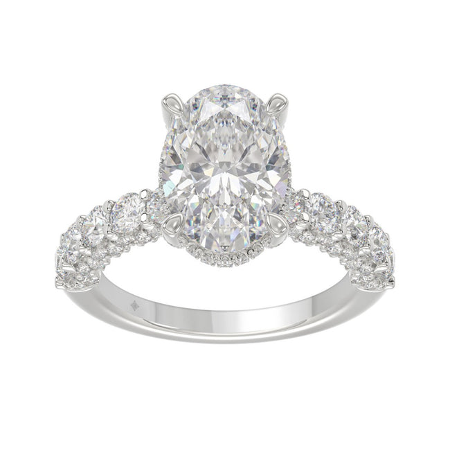 5 1/2 CTW Oval Cut Lab-Grown Diamond Engagement Ring in 14K White Gold with Halo (4ct Center)