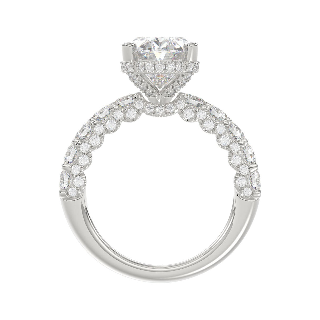 5 1/2 CTW Oval Cut Lab-Grown Diamond Engagement Ring in 14K White Gold with Halo (4ct Center)