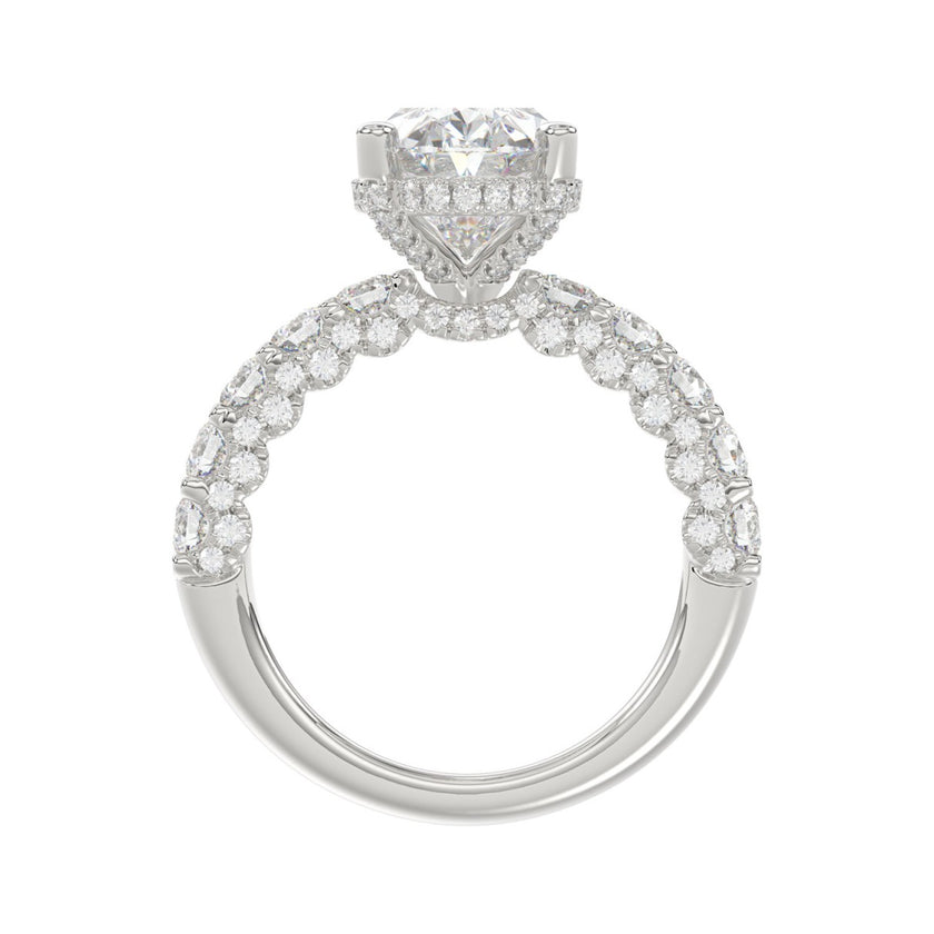 5 1/2 CTW Oval Cut Lab-Grown Diamond Engagement Ring in 14K White Gold with Halo (4ct Center)