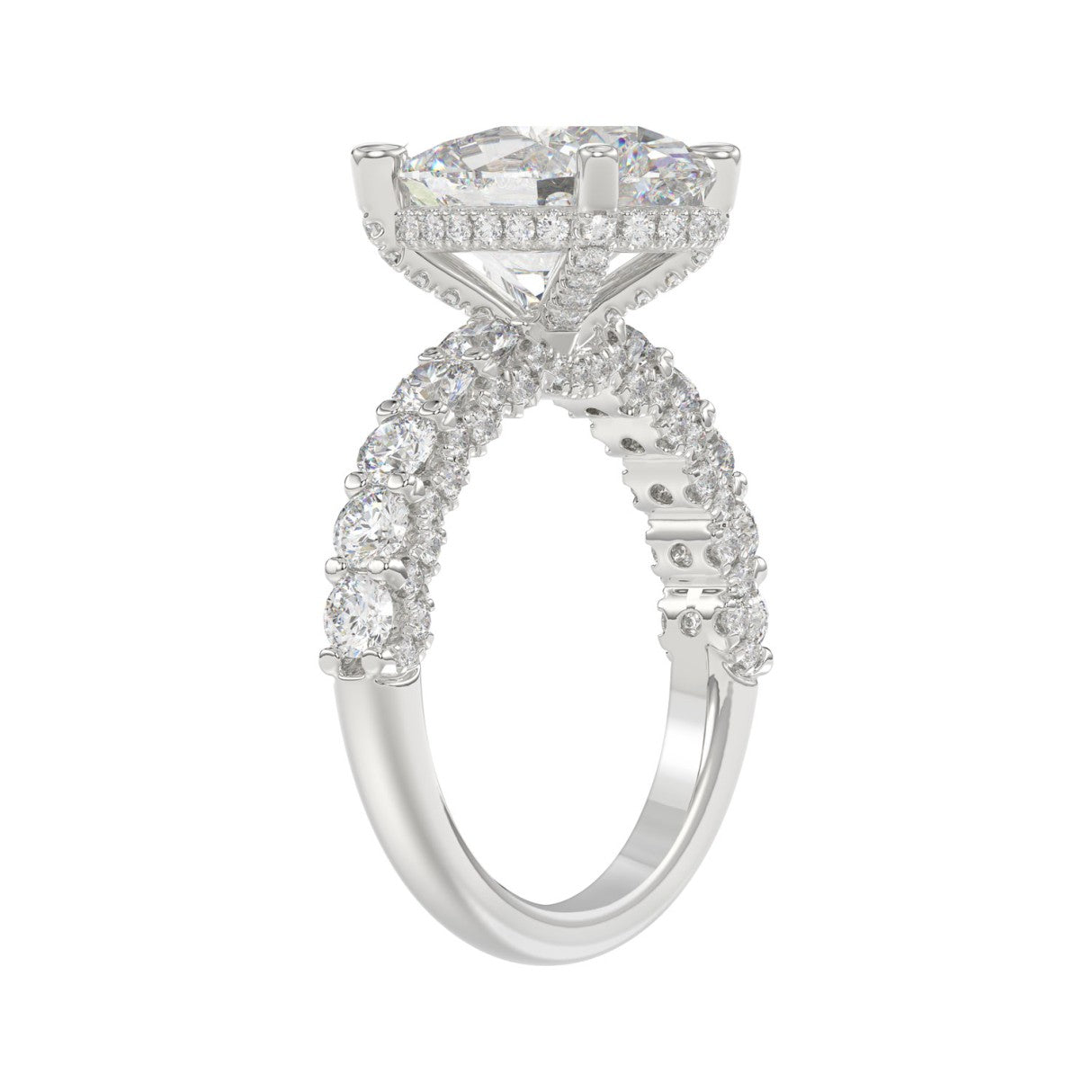 5 1/2 CTW Oval Cut Lab-Grown Diamond Engagement Ring in 14K White Gold with Halo (4ct Center)