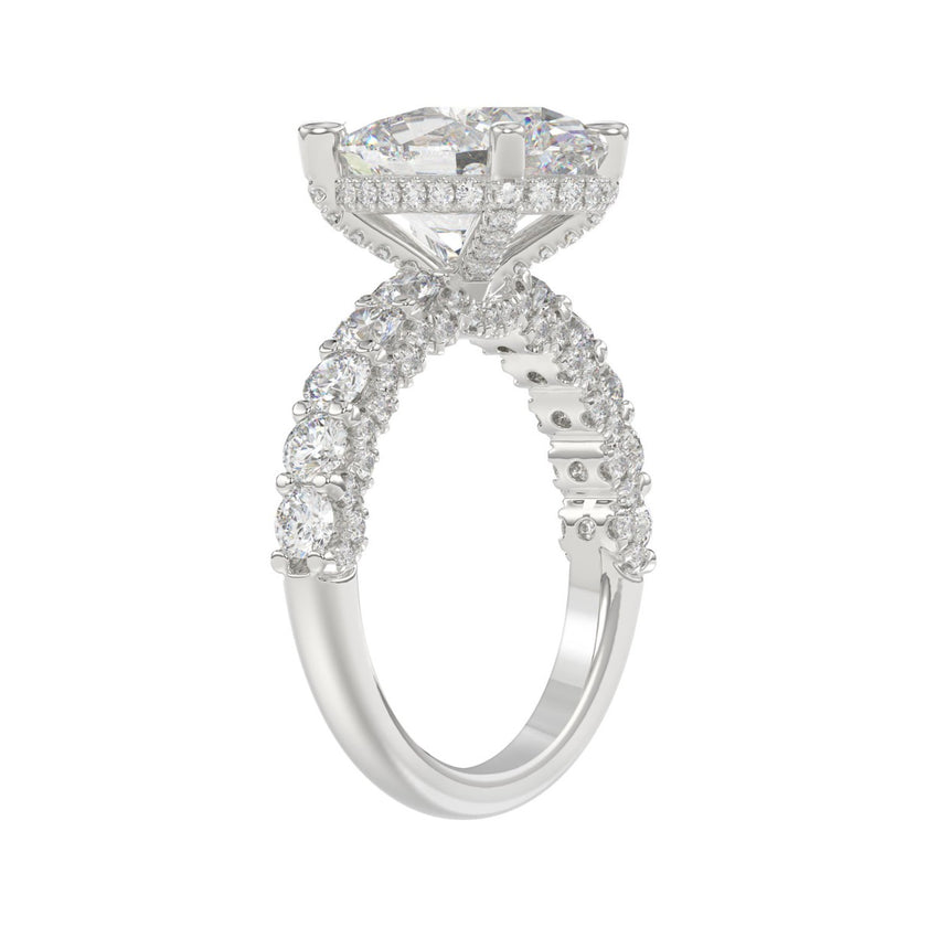 5 1/2 CTW Oval Cut Lab-Grown Diamond Engagement Ring in 14K White Gold with Halo (4ct Center)