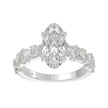 3ct Diamond Engagement Ring 2ct Elongated Oval Center With Marquise & Round Side Stones 14KW Gold