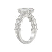 3ct Diamond Engagement Ring 2ct Elongated Oval Center With Marquise & Round Side Stones 14KW Gold