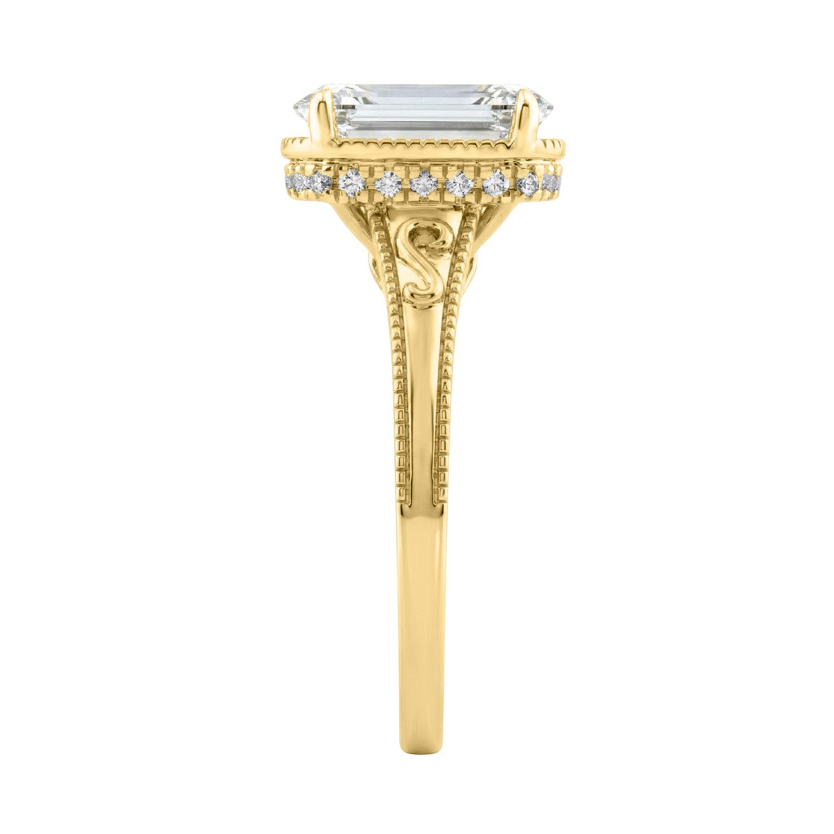Exquisite Vintage Inspired Elongated Cushion Cut Engagement Ring 2.15ctw in 14K Gold