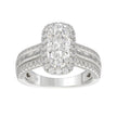 3.00 CTW Elongated Cushion Cut Lab-Grown Diamond Halo Engagement Ring in 14K White Gold with Channel Baguette & Pavé Band (2ct Center)