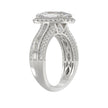 3.00 CTW Elongated Cushion Cut Lab-Grown Diamond Halo Engagement Ring in 14K White Gold with Channel Baguette & Pavé Band (2ct Center)