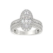 3.00 CTW Elongated Oval Cut Lab-Grown Diamond Halo Engagement Ring in 14K White Gold with Channel Baguette & Pavé Band (2ct Center)