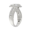 3.00 CTW Elongated Oval Cut Lab-Grown Diamond Halo Engagement Ring in 14K White Gold with Channel Baguette & Pavé Band (2ct Center)