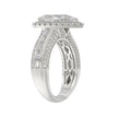 3.00 CTW Elongated Pear Cut Lab-Grown Diamond Halo Engagement Ring in 14K White Gold with Channel Baguette & Pavé Band (2ct Center)