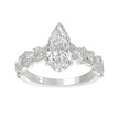 3ctw Pear-Cut Lab Diamond Engagement Ring in 14K White Gold with Marquise & Round Floral Vine Band (2ct Elongated Center)