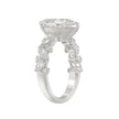 3ctw Pear-Cut Lab Diamond Engagement Ring in 14K White Gold with Marquise & Round Floral Vine Band (2ct Elongated Center)
