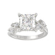 4 1/2 CTW Princess Cut Lab-Grown Diamond Engagement Ring in 14K White Gold with Marquise & Round Floral Vine Accents (4ct Center)