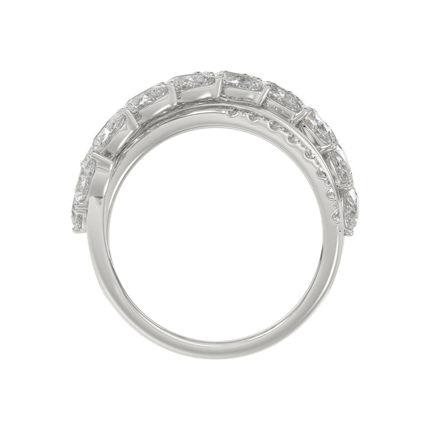3.00 CTW Pear & Round Cut Lab-Grown Diamond Band in 14KW Gold (Crisscross Multi-Row Statement Ring)